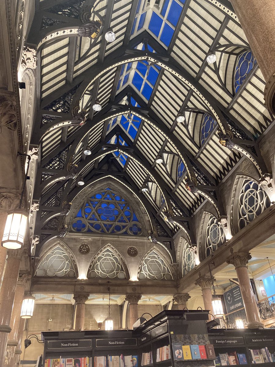 Jan_Lentzos's tweet photo. As usual when I go into #Bradford, I visited #WaterstonesBookshop 📚
Which is housed in Bradford's beautiful #WoolExchange building 😊
It’s such a lovely #Bookshop ☺️
Artist @CatScottArt was in store with her interactive light art work #InnerHorizons 😎 #BDisLit
@WaterstonesBD1 https://t.co/M25itkMGkv