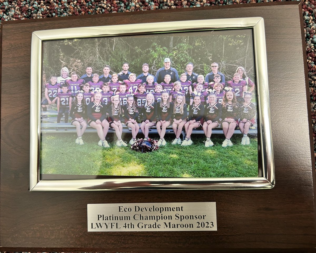 EcoDevelopment3's tweet image. Lebanon Youth Football. Congrats on a great season. #eco #football #lebanon #ecologistics #Logistics