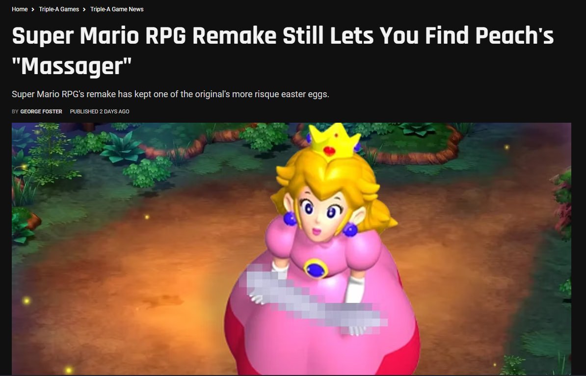 Scratch Point on X: This isn't heavily implied or backed up by the  Japanese version of Super Mario RPG. Peach's item is a mystery, but it's  likely an undergarment. The Xs don't
