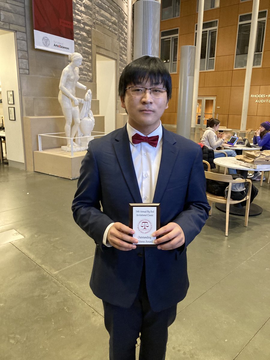 Congratulations to Rich Wei for receiving an Outstanding Witness Award at the Big Red Invitational Classic at Cornell University!