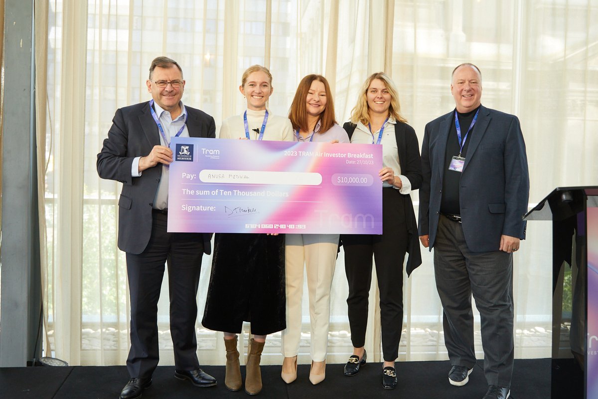 TRAM Program (@tramunimelb) on Twitter photo One step closer to making wearable lung monitoring a reality, providing clinicians with key data to make timely care decisions and save lives.
Congrats on the win Anura Medical!
Learn more about their impact 👇
bit.ly/49e8AmJ
--
#TRAMAir #investorbreakfast <a href="/UniMelb/">University of Melbourne</a> One step closer to making wearable lung monitoring a reality, providing clinicians with key data to make timely care decisions and save lives.
Congrats on the win Anura Medical!
Learn more about their impact 👇
bit.ly/49e8AmJ
--
#TRAMAir #investorbreakfast <a href="/UniMelb/">University of Melbourne</a>