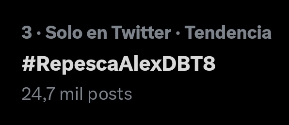 Elegidx's tweet image. HEMOS SIDO TERCERA TENDENCIA EN ESPAÑA CON CASI 25.000 TWEETS

QUÉ BRUTALIDAD, ÁLEX TIENE QUE ENTRAR REPESCADO Y LLEVARSE SU MALETÍN 💼

#RepescaAlexDBT8