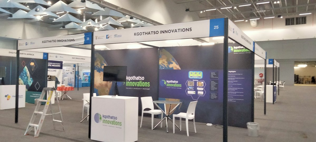 Final touches to our stand at #geoweek2023 at the Cape Town international convention centre 
#theearthtalks #kgothatsoinnovations #remotesensing #locationintelligence #earthobservations #womeninspace