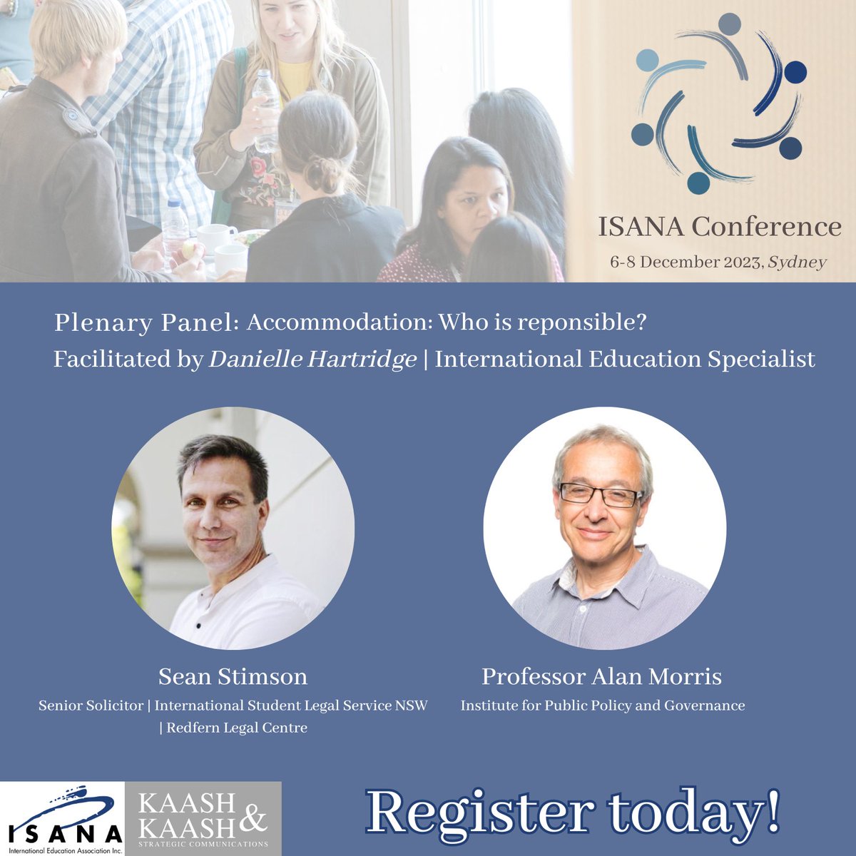 Who's responsible for International Student Accommodation? 
Join our leading expert panelists to find out!  
Award winning int'l student lawyer, Sean Stimson and renowned urban and housing studies scholar, Prof. Alan Morris join Danielle Hartridge for an insightful Plenary -