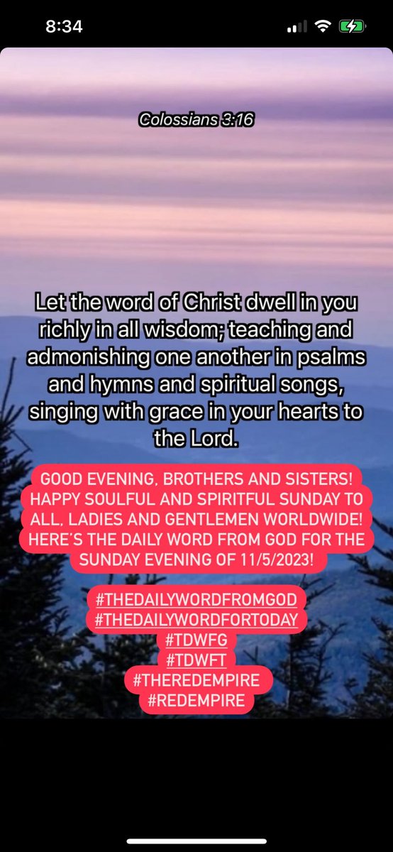 GOOD EVENING, BROTHERS AND SISTERS! HAPPY SOULFUL AND SPIRITFUL SUNDAY TO ALL, LADIES AND GENTLEMEN WORLDWIDE! HERE’S THE DAILY WORD FROM GOD FOR THE SUNDAY EVENING OF 11/5/2023! 

#THEDAILYWORDFROMGOD
#THEDAILYWORDFORTODAY
#TDWFG
#TDWFT
#THEREDEMPIRE 
#REDEMPIRE