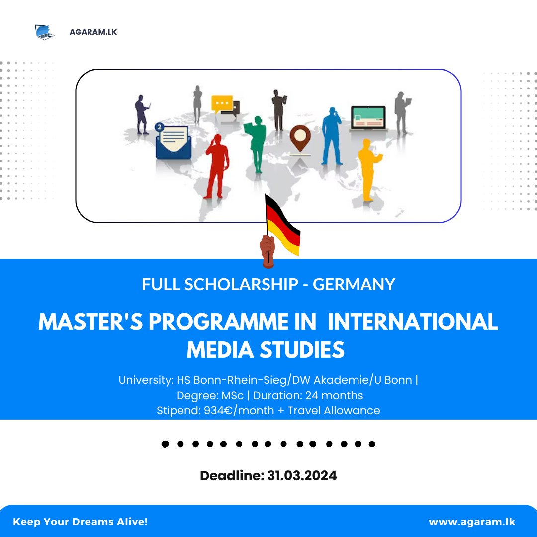 agaramlanka's tweet photo. Master's in International Media Studies with DAAD Scholarship

For more information:
https://t.co/fkAWREh7Dw

#MasterProgram #MediaExperts #GlobalCareers #CommunicationSkills #MediaDevelopment #Education #Journalism #DAADScholarship https://t.co/Goc4yXIMe4
