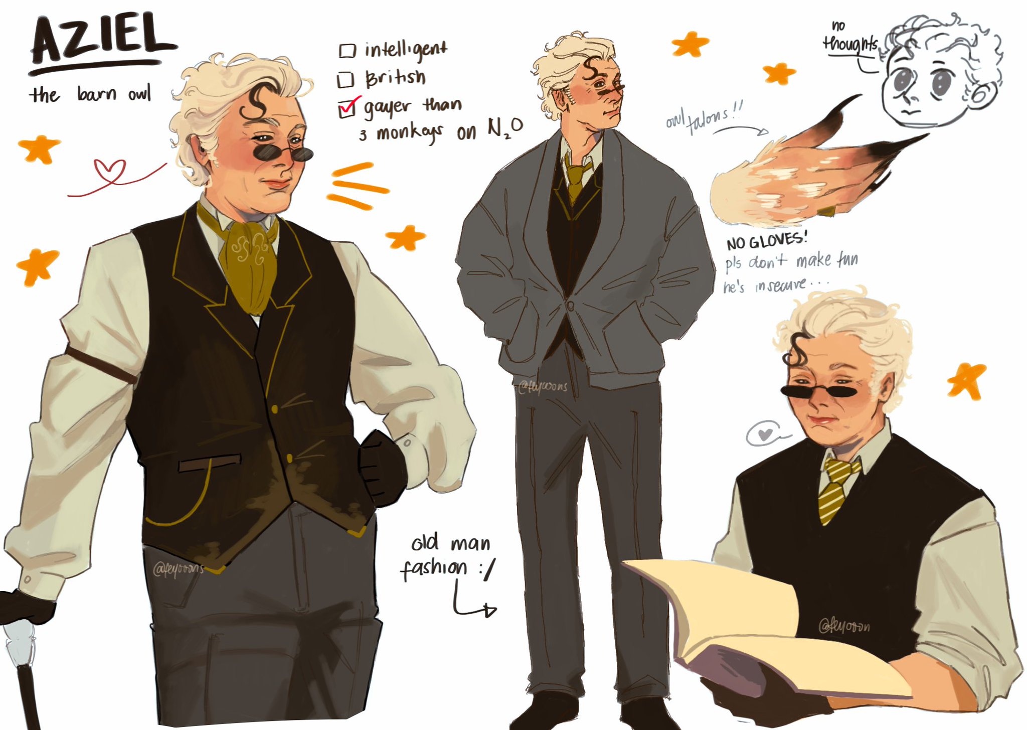 fey 💫 в X: „demon aziraphale au ❤️‍🩹 here's aziel!! a