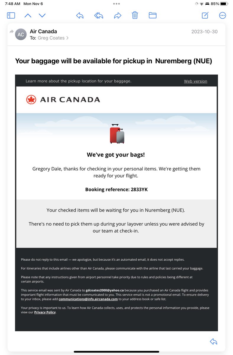 Guess what <a href="/aircanada/">Air Canada</a> ? Our bags were not waiting for us! It turns out we were supposed to pick them up in Munich. What a hassle and poor start to our trip. You can do better AC. And, according to airport officials, it is not the first time this has happened.