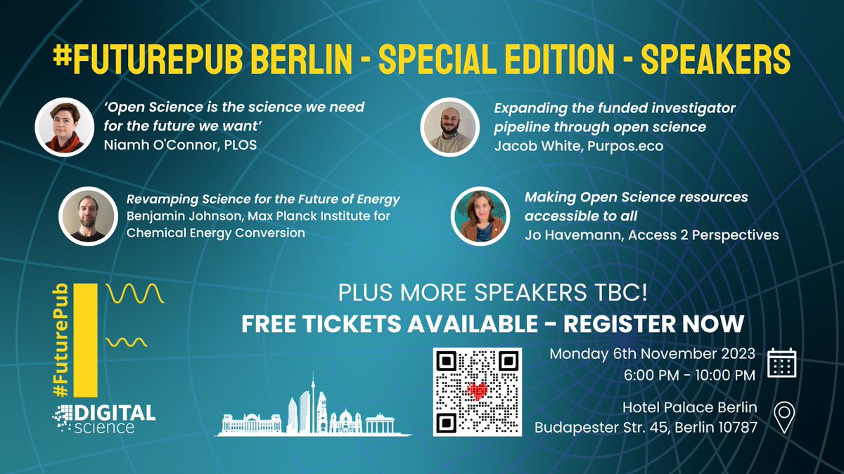digitalsci's tweet photo. Berlin - it's your turn, tonight! π #FuturePub Berlin will tackle the Future of Global Research as part of #BerlinScienceWeek - with these amazing speakers & more! π€©
Secure your place - registration is free: https://t.co/SUCJnMqDLO
#FallingWalls @Falling_Walls https://t.co/xEHXTqoR1E