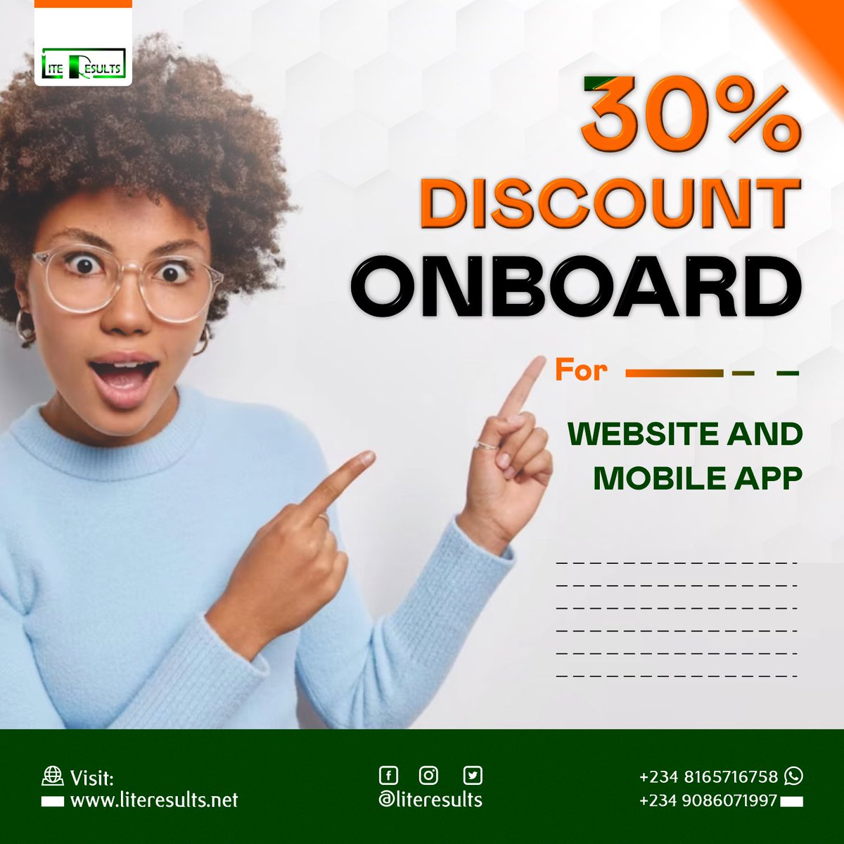 literesults's tweet photo. Hello everyone, it’s another day to remind you that our 30% discount is still onboard.

Don’t forget to grab it.

Have a blessed week🙌

#website #promo #hireus 
 #google #googleranking #seo #sem #programming #coding  #webdeveloper #softwaredeveloper #appdeveloper  #android https://t.co/KE7rEeJl28