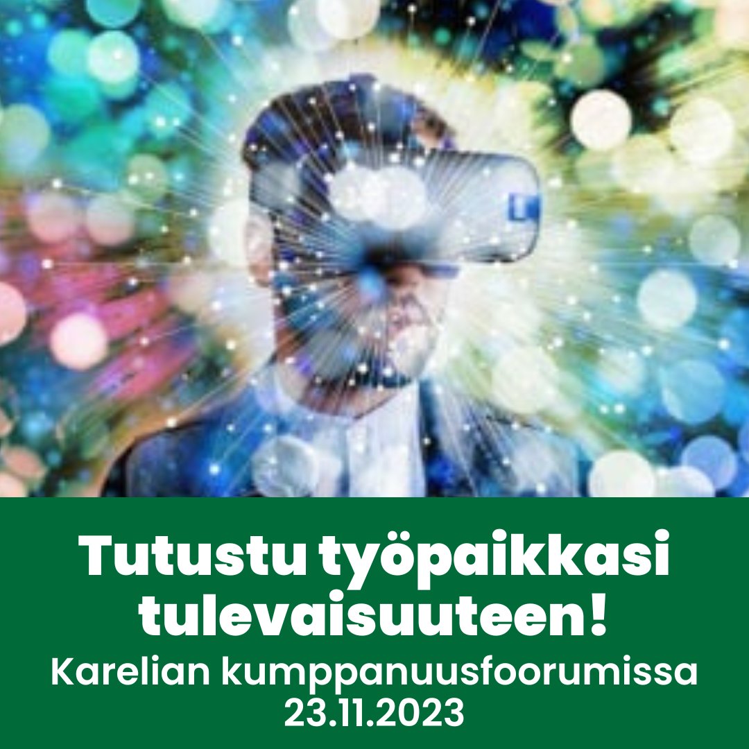 Kumppanuusfoorumissa 23.11.2023. Miten tehostaa oppimista ja yhteiskehittämistä työorganisaatioissa teknologian avulla? Tule ja kokeile huomisen työkaluja Karelian Wärtsilä-kampuksella! Lue lisää ja ilmoittaudu mukaan karelia.fi/2023/10/kumppa…