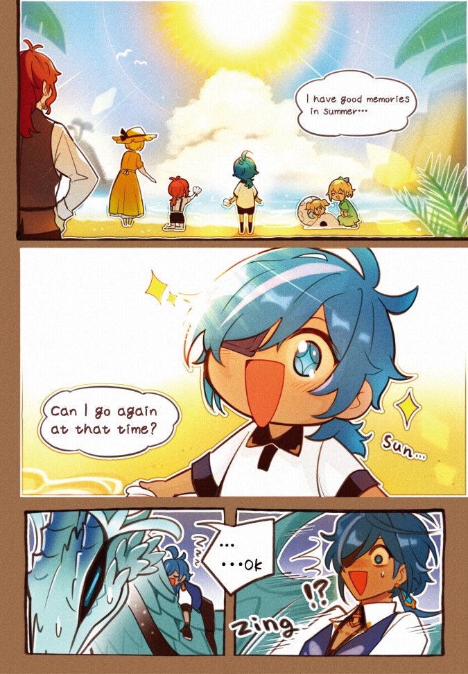 This comic was drawn with reference to the first Golden Apple Archipelago.There is a lot of wonderful Kaeya art, so please check it out!🌴('▽')ノ🍎 
