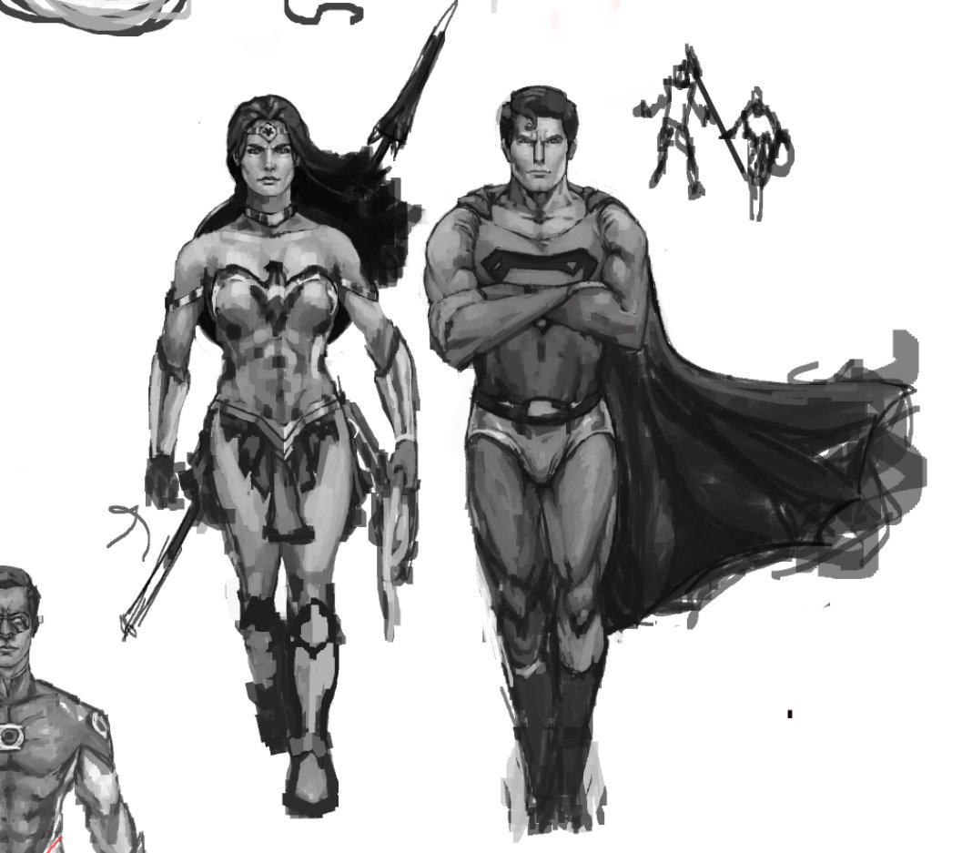 BrendanVV's tweet image. Old Sketches 02 - Superman &amp;amp; Wonder Woman #digitalart