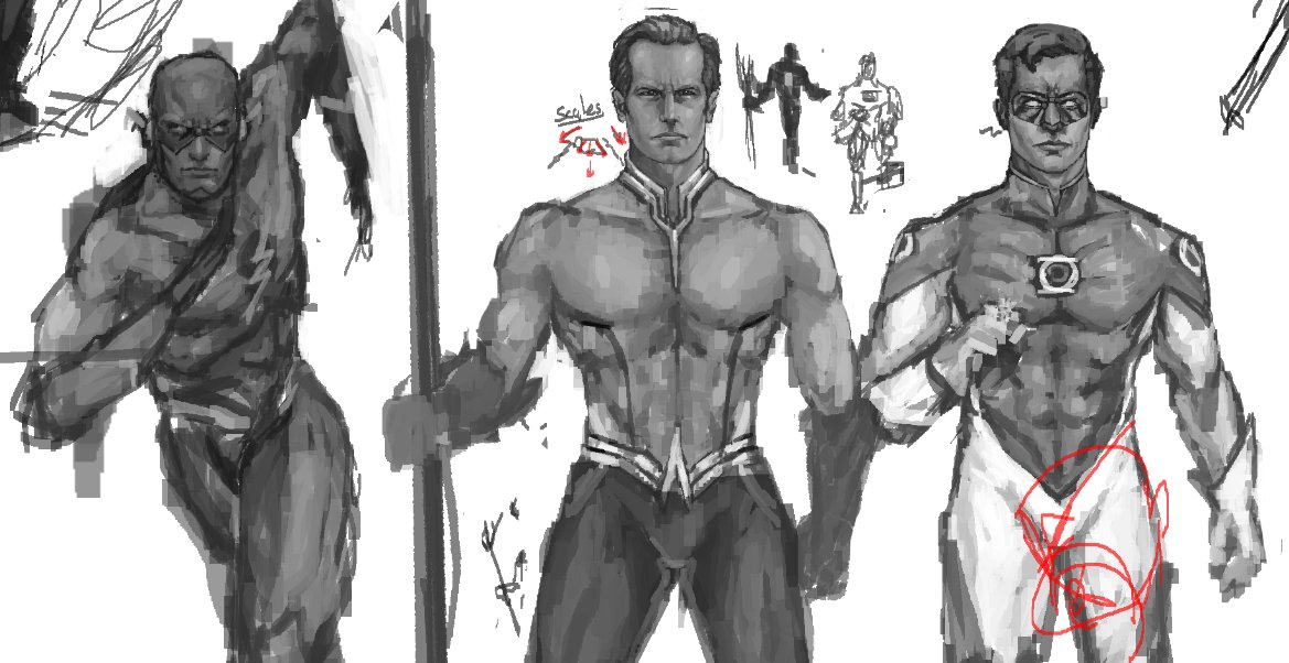 BrendanVV's tweet image. Old Sketches 04 - Flash , Aquaman & Green Lantern #digitalart