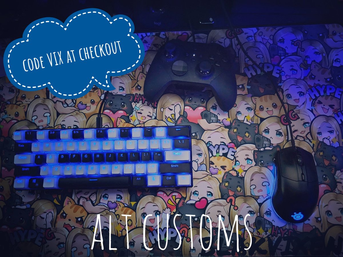 funkomosey13's tweet photo. In the market for a new keyboard? Head over and check out what @altcustoms has to offer. Use code VIX at checkout to save some money and support an awesome human being! @BlakVixen02 #bestfrand #altcustoms πππ https://t.co/L8R57zr8AT
