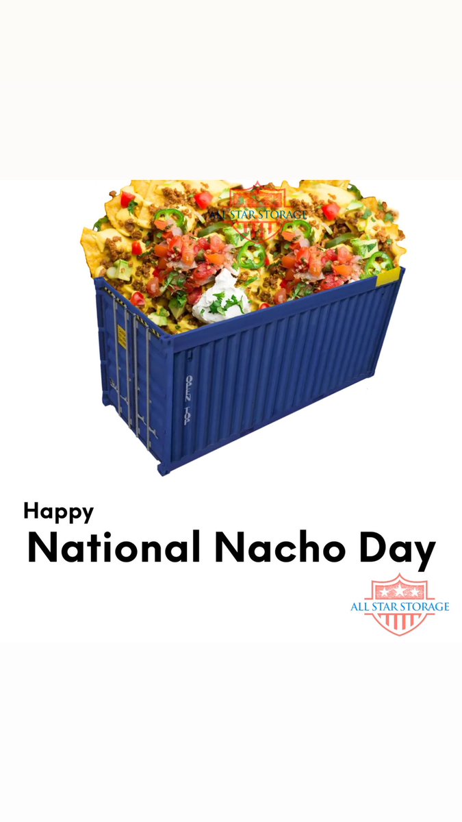 It’s National Nacho Day! 
We’re celebrating.  Are you? 

#Allstarstorage
#Shippingcontainers 
#Modifiedcontainers 
#StorageSolutions 
#storage
#NationalNachoDay
#NachoLover
#CheesyGoodness
#NachoTime
#SnackAttack