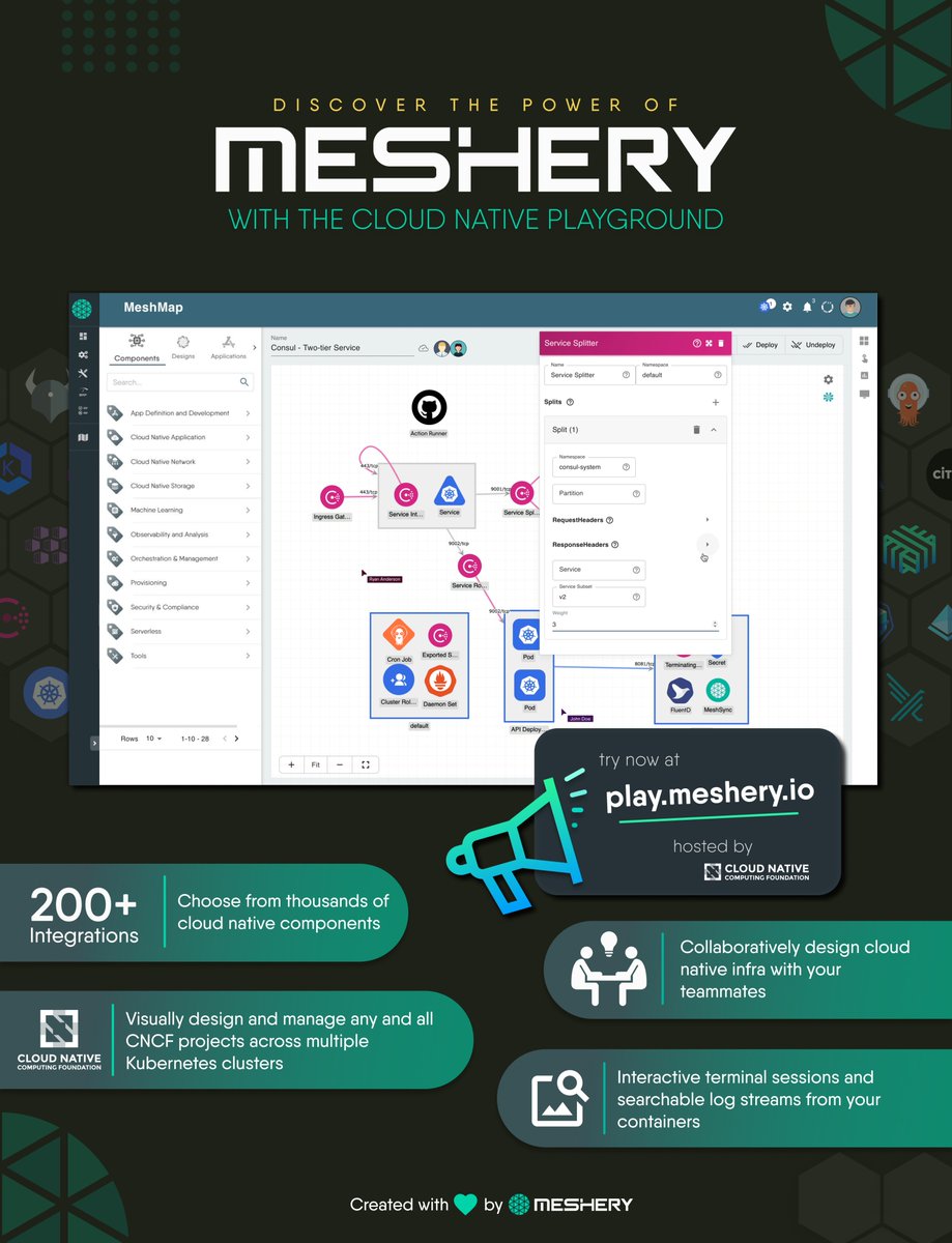 IArchitSharma's tweet photo. Explore CNCF's graduated, incubation, and sandbox projects as well as many other popular open source projects. Use Meshery Playground to explore a new way of DevOps - visual and collaborative configuration management for your infrastructure.

🔗 https://t.co/BMwj9t6VDe

@layer5 https://t.co/ZhxOw5PGey