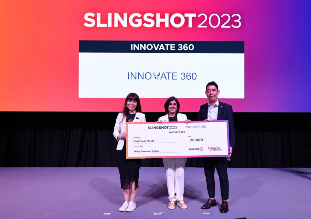 FloatFoods's tweet photo. Our founder, Vinita Choolani, showcased OnlyEg in the Environment, Energy,and Green Technologies category and received a Grant Prize from Enterprise Singapore at SLINGSHOT!  Big thanks to Enterprise SG, Sean Mak, and John Cheng from Innovate360.
#OnlyEg #Slingshot2023 https://t.co/ClkilBfTDL