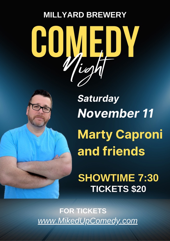 MillyardBrewery's tweet photo. Get ready to laugh your socks off at the hilarious comedy night featuring Marty Caproni! A capable closer in his own right, you may have already seen him headline places like Foxwoods Casino, Comix Comedy Club, Madison Theater, Funnybone &amp; more. Sat 11th 7:30-9pm https://t.co/xyCSG5hxxA