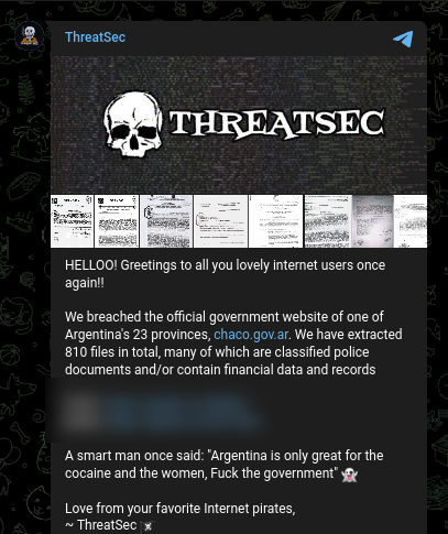 Chaco Province data breach