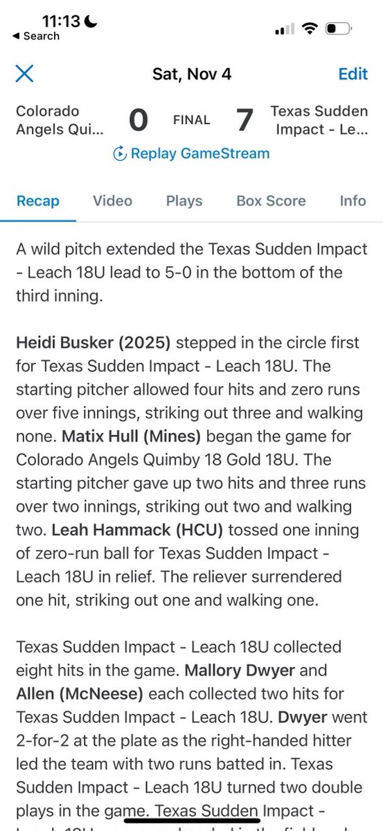 HeidiBusker06's tweet photo. Was a great weekend at the Bombers Exposure!!! Loved having this defense behind me! Had a great game vs. CO Angels Quimby! 
Went 5 innings with no runs and no walks and three K’s https://t.co/B2XKyb5Vd4