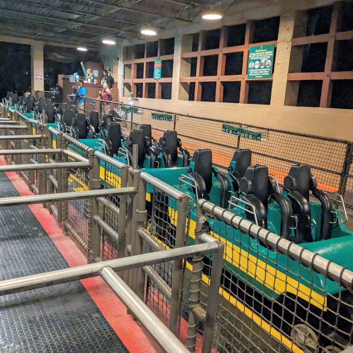 phatdog_va's tweet image. Last ride on the Loch Ness Monster tonight before the 2024 revamp.  Big changes are coming to the 45 year old coaster #bgw #interlockingloops  #lochnessmonstercoaster