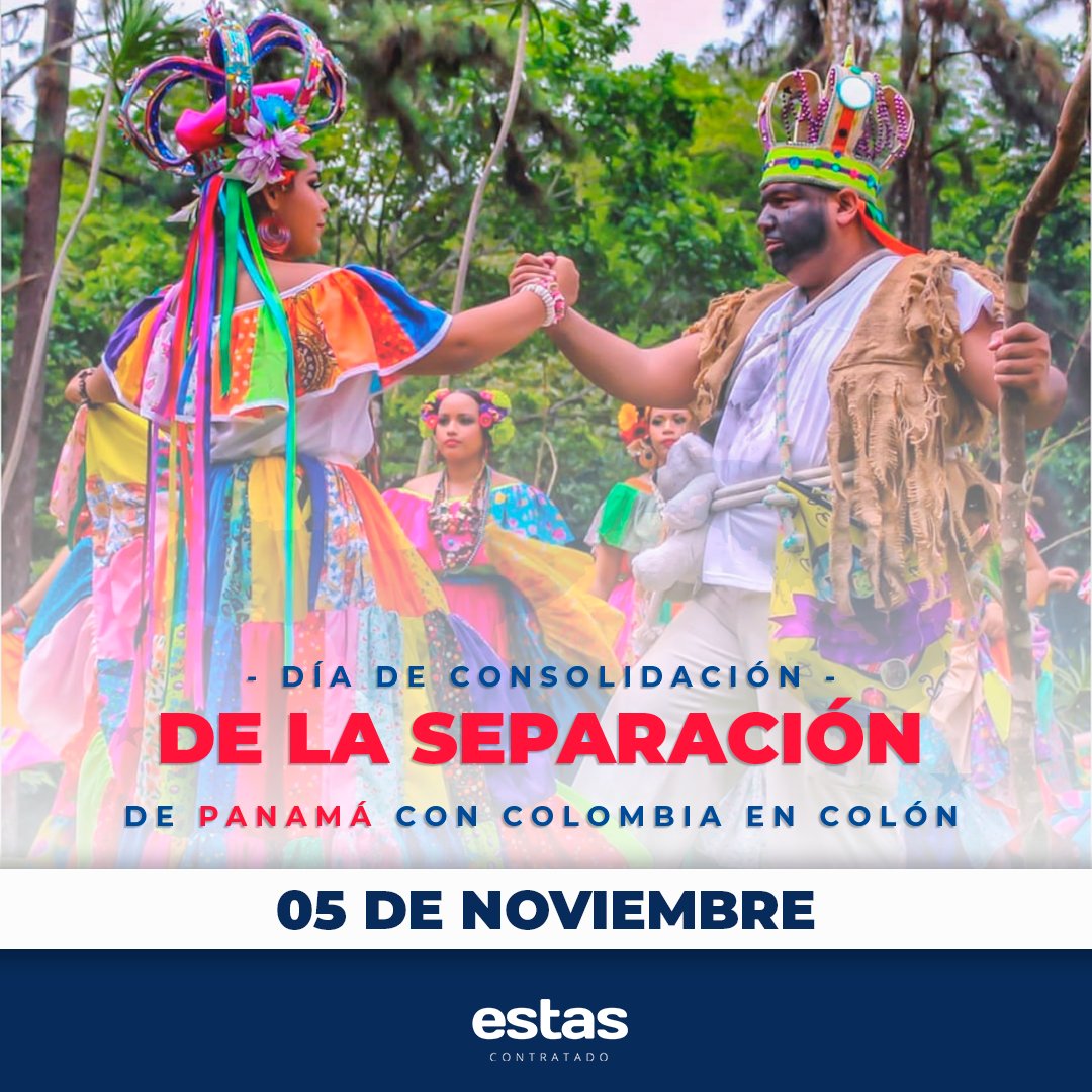 Hoy 5 de noviembre, conmemoramos la consolidación de la Separación de Panamá de Colombia, en la provincia de Colón, hecho ocurrido en 1903.

¡Viva Panamá 🇵🇦!