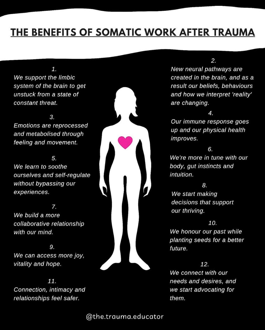 wounds2wings's tweet image. When our body feels safe, so does our mind, and our symptoms start to ease. #SomaticWork #TraumaHealing