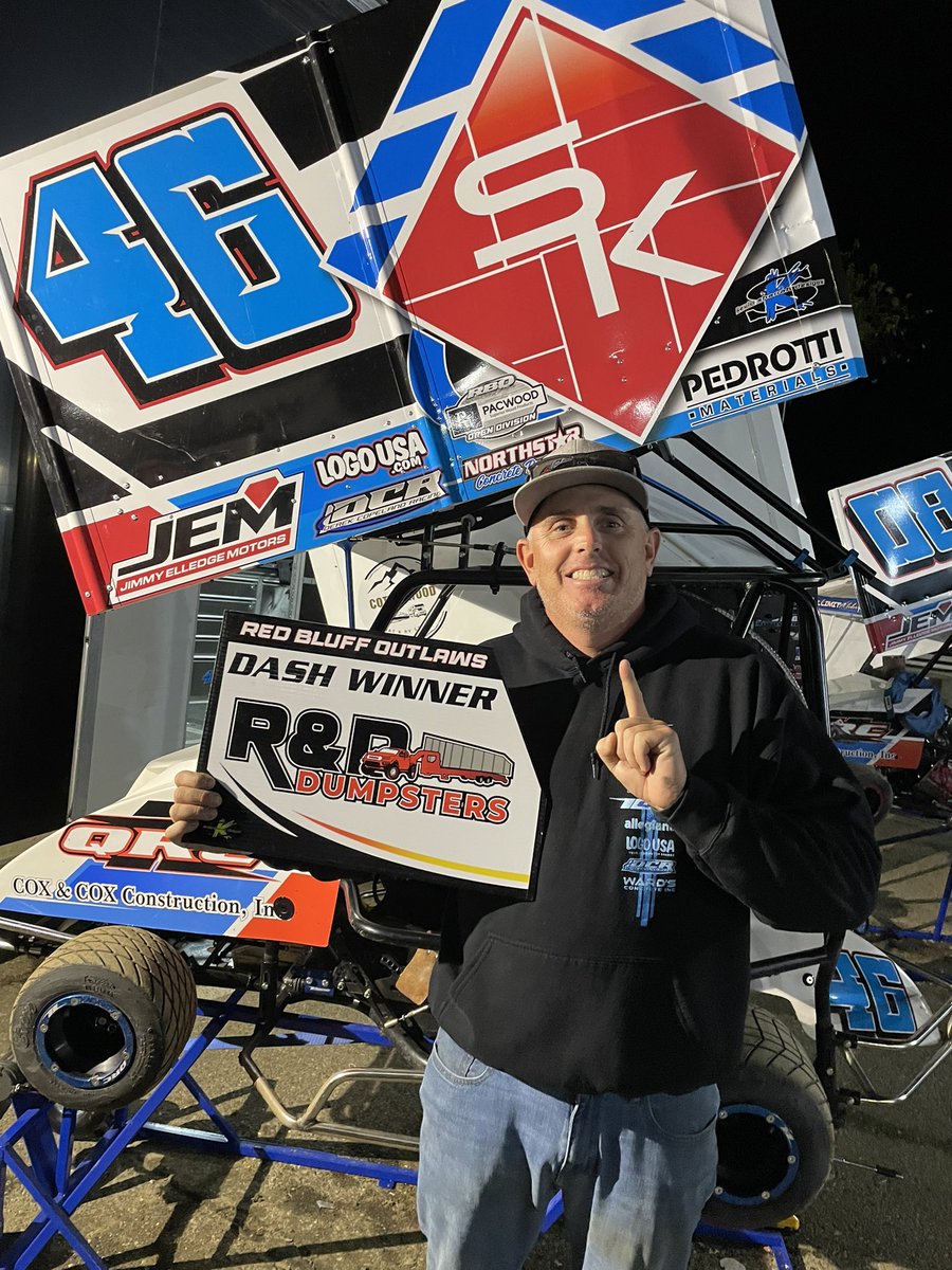 RBOutlaws's tweet photo. #46 Preston Carr wins the R&amp;D Dumpsters Dash and will roll from the pole during tonight’s 30 lap Tyler Wolf Memorial in the PacWood Superior Wood Products Open Class for the L &amp; T Towing Big 4 Series!

2. #86J Colwell
3. #55X Cornet
4. #6 Schmitz
5. #8JR McGahan
6. #02 McClain https://t.co/Kif8Wfpe3v