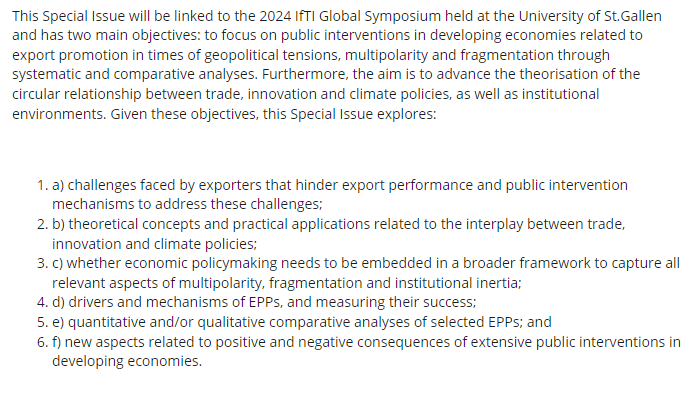 journal_pad's tweet photo. 📢Call for papers! 
Special issue on 'Export Promotion in Times of Multipolarity and Fragmentation: Linking Theory and Practice'
.
Guest editors: Prof Andreas Klasen and Dr. @SimoneKrummaker 
.
⏰Deadline for abstracts (max 500 words): 30 April 2024 
.
🔗https://t.co/Pt85WgSmwB https://t.co/8YxbkVfmI1