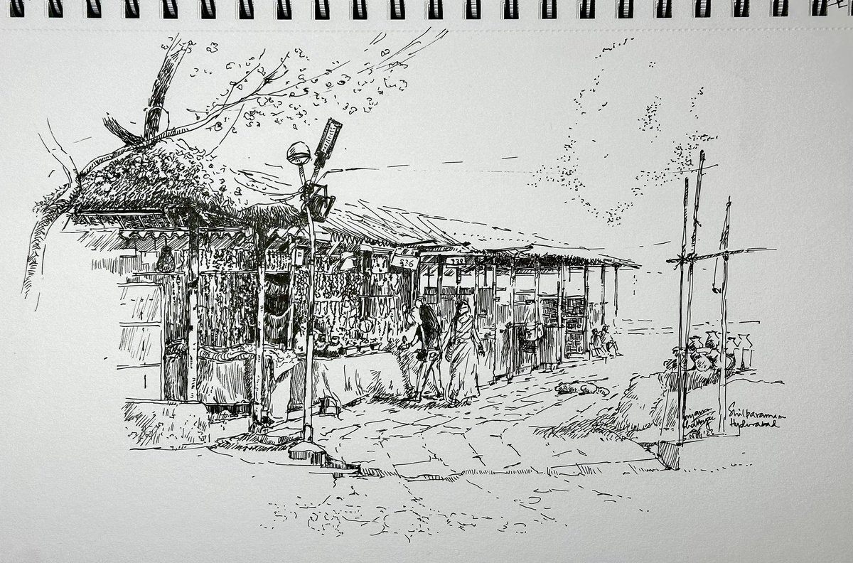ma_katikati's tweet image. Another #pleinair sketch, done with  the hyderabad chapter of Urban Sketchers at #shilparamam . #illustration #illustrations #illustrationartists #illustrationart #illustrationoftheday #illustrationartist #illustration_best #illustrationdaily #illustrationgram #illustrationnow