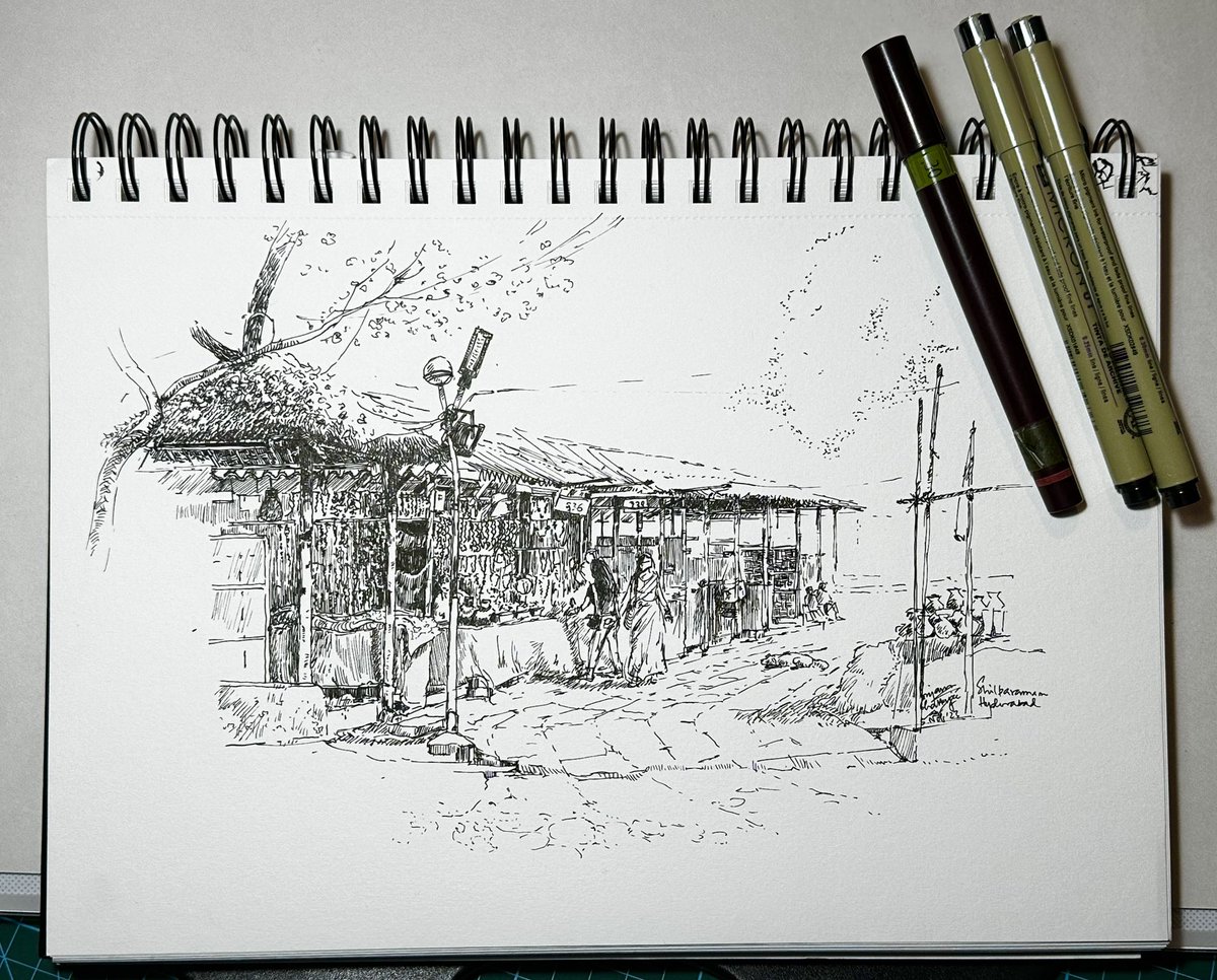 ma_katikati's tweet image. Another #pleinair sketch, done with  the hyderabad chapter of Urban Sketchers at #shilparamam . #illustration #illustrations #illustrationartists #illustrationart #illustrationoftheday #illustrationartist #illustration_best #illustrationdaily #illustrationgram #illustrationnow