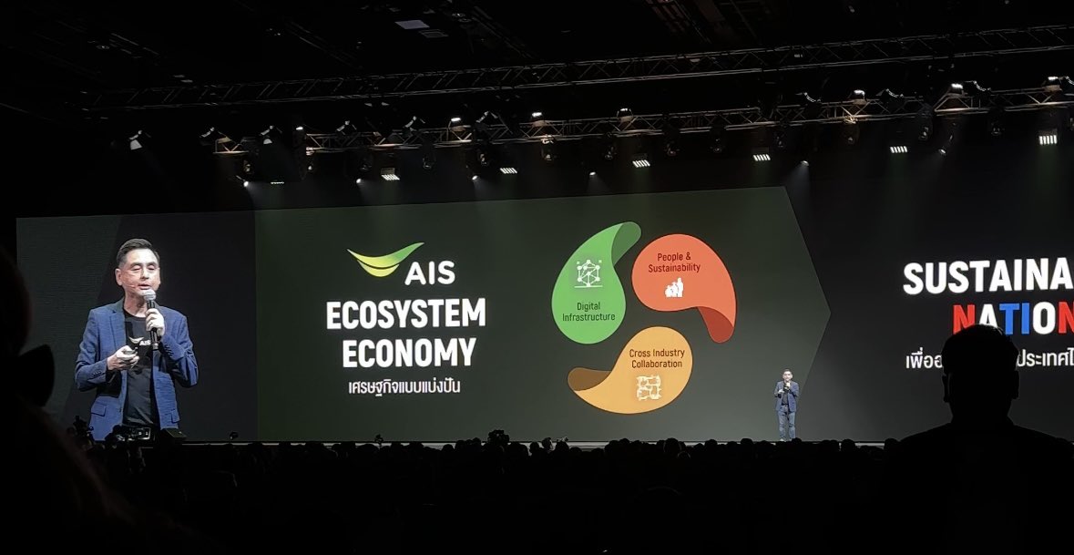talk_trendy's tweet photo. AIS จัดงานใหญ่ THE NEXT EVOLUTION ย้ำเศรษฐกิจแบบร่วมกัน 3 ด้านคือ intelligence infrastructure, cross Industry collaboration, people/sustainable คือหัวใจขับเคลื่อนประเทศให้เ���ินหน้าอย่างยั่งยืน

#AISTHENEXTEVOLUTION #TALKTrendy https://t.co/vSbB3gmPFC