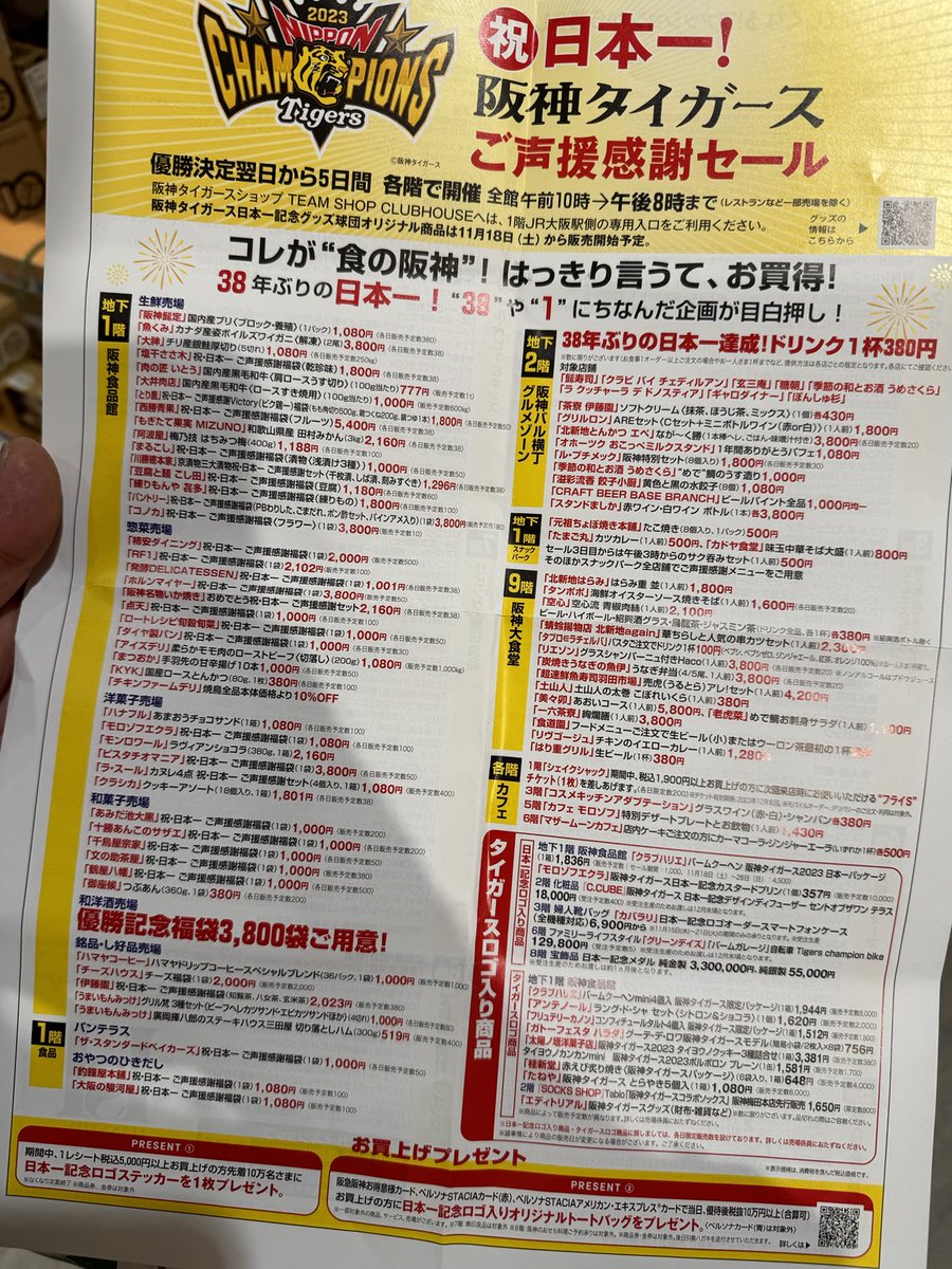 tk2_style's tweet photo. 阪神タイガース優勝セール
午後から入場制限かかるらしい…
阪神百貨店　チラシ https://t.co/bGClaRPC5T