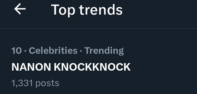 ⬆️⬆️🔺️No.10 Thailand Trends ka 👏✨️🪐🌻

NANON KNOCKKNOCK  
#KNOCKKNOCK6M
#KnockKnockNNNxJORIN
#mynameisnanon #nanon_korapat