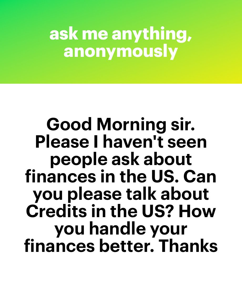 AskMichaelTaiwo's tweet photo. This is one of the land mines to watch out for as an African in Diaspora. 

Back home, we don’t do credits much (for better or worse). You pay for what you buy. If you borrow, it’s usually from friends or family, and there’s a limit. Not so here. The financial institutions are tripping over themselves to feed you credit because that’s how they get to stay in business. The ease with which to get these credits (loans) without anyone knowing and the amount you can have can be a temptation too great to overcome for the newcomer. 

Two months into my stay in the U.S., a $2,500-credit card arrived in my mailbox. I didn’t even apply for it! I was like “you mean, I can just spend $2,500? Just like that? And all I have to pay back is $25/month in minimum payment?” Yep. It sounded too good to be true. And I was right. If I had fallen, I may still be paying back till today lol because it came with like 30% APR! 

The way to build a great credit score here and take charge of your finances is by not losing the best of the culture we were raised in. 

1. Buy only the things you need. The fact that it is on “sale” or discount doesn’t mean anything. If you don’t need it, don’t buy it. How do you know it’s a need? If its deficiency would cause a clear adverse outcome, ie its absence would lead to a dysfunction. Anything else is wants. 
2. Never ask, can I make the monthly payment? They always make sure the monthly payments are low enough. Ask instead: what is the total cost? And then determine if this is good value. 
3. Live within your means. Money is less about maths and more about psychology. Resist the urge to show you have arrived when in fact, you are still arriving. Those who have truly arrived don’t want people to know. 
4. Don’t view the credit card as a gift or an extra source of income. It’s not. Use it to build a good credit history, and for the cash back points. Anything else, and they are the ones playing you. You should be playing them. You didn’t come here to count bridge.