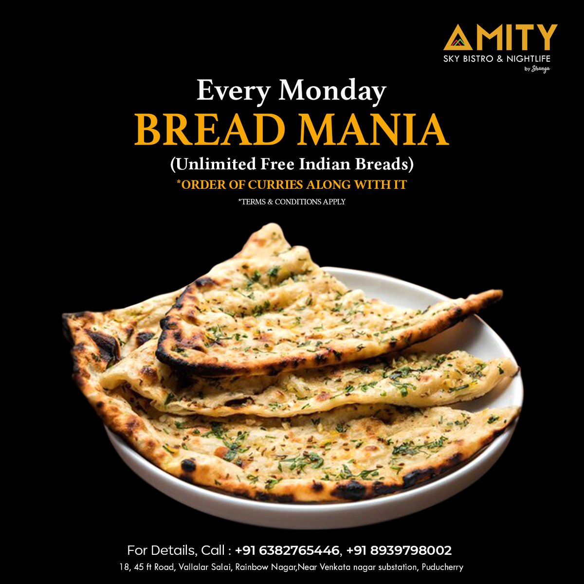 bonjourpondi's tweet photo. Mondays just got tastier at Amity Sky Bistro & Nightlife, Pondicherry! Enjoy Unlimited Free Indian Breads at Bread Mania!
Amity Sky Bistro & Nightlife
☎️: +91 6382765446
#AmitySkyBistro #BreadMania #PondicherryEats #FreeBreads #pondicherry #NorthernFrontierCuisine #puducherry https://t.co/zbUrbeFJbO