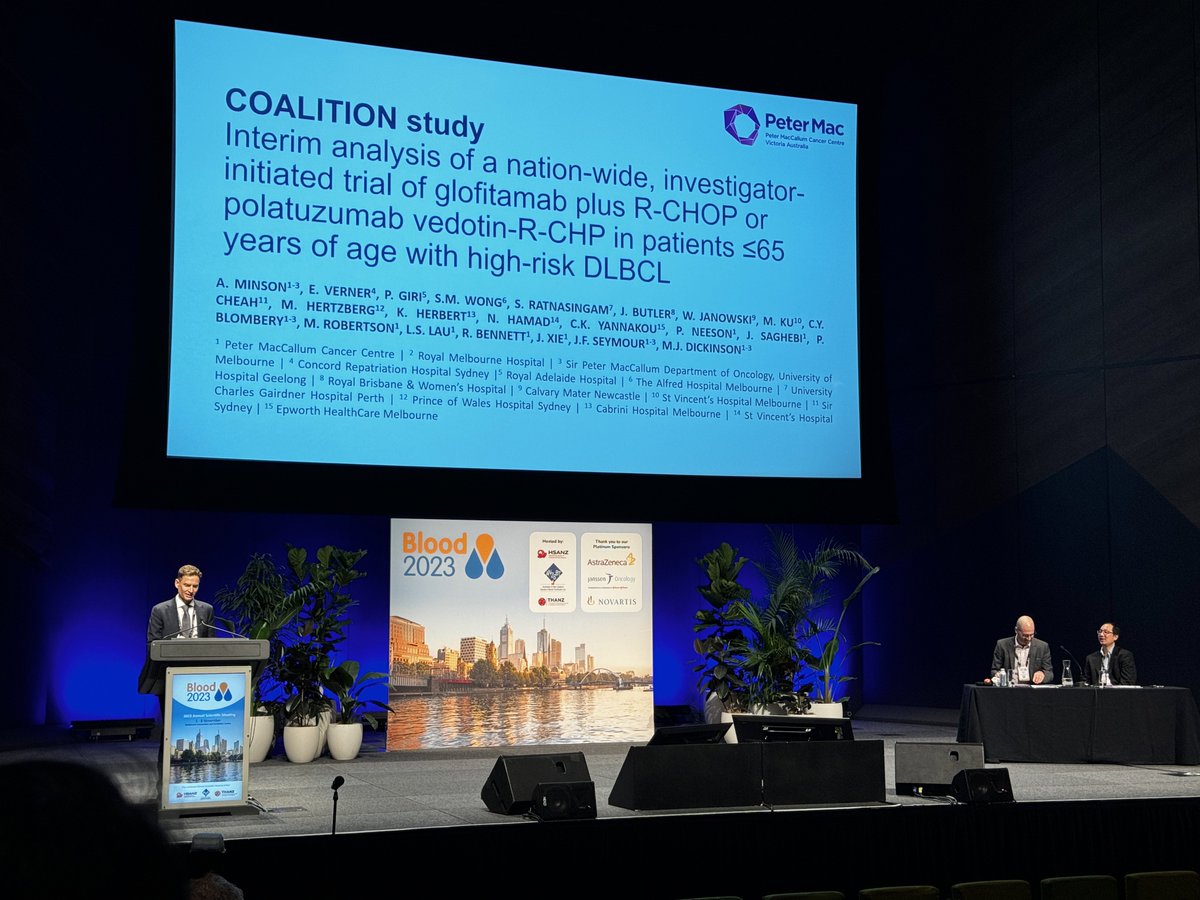 Michael Dickinson (@mike_dickinson1) on Twitter photo On a roll! <a href="/AdrianMinson/">Adrian Minson</a> presents our interim data of our IIT of #glofitamab + 1L treatment of high risk (&high burden) DLBCL #lymphoma in the Presidential Symposium. Grateful to our fabulous Australian PI’s and trial team #DLBCL #lymphoma <a href="/lymsm/">るな</a> <a href="/Haem_pmcc_rmh/">Haematology Peter MacCallum CC & Royal Melbourne</a> #Blood2023 On a roll! <a href="/AdrianMinson/">Adrian Minson</a> presents our interim data of our IIT of #glofitamab + 1L treatment of high risk (&high burden) DLBCL #lymphoma in the Presidential Symposium. Grateful to our fabulous Australian PI’s and trial team #DLBCL #lymphoma <a href="/lymsm/">るな</a> <a href="/Haem_pmcc_rmh/">Haematology Peter MacCallum CC & Royal Melbourne</a> #Blood2023