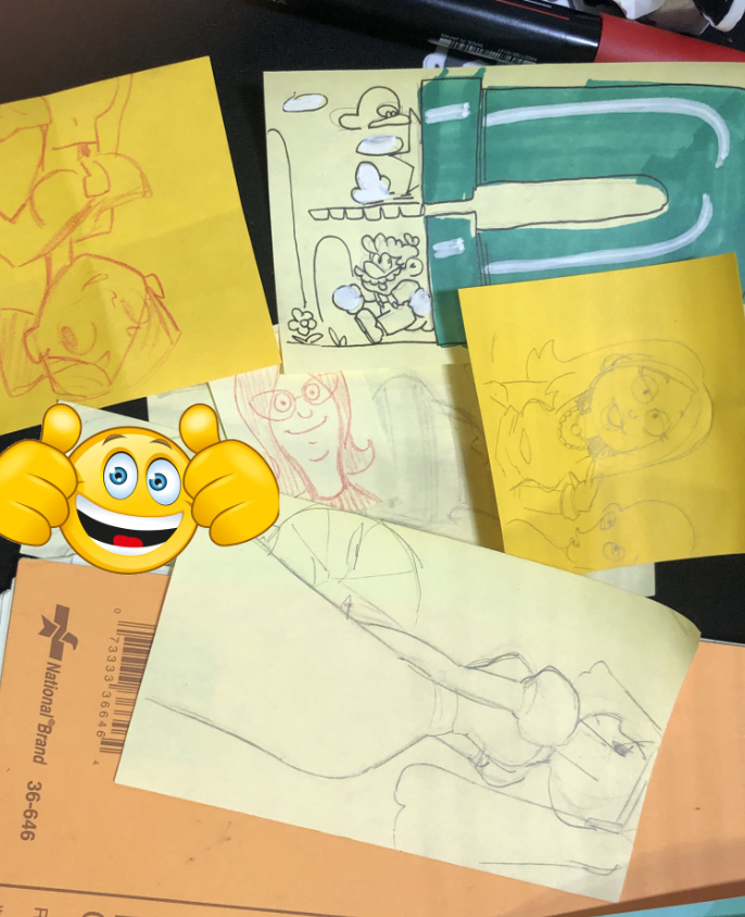 saruwash's tweet photo. spent the whole con drawing on sticky notes and giving those away, didnt get pictures of most of them unfortunately! was fun tho https://t.co/gsqR9NiMSS