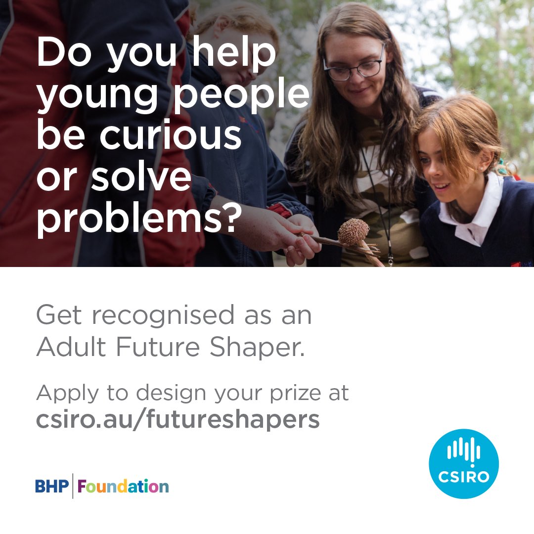 Do you support young people in Years 5-10?
Apply to be recognised as an Adult Future Shaper and design a prize to supercharge your skillset or support young people to go further with STEM.
Find out more and apply: csiro.au/futureshapers
<a href="/CSIRO/">CSIRO</a>