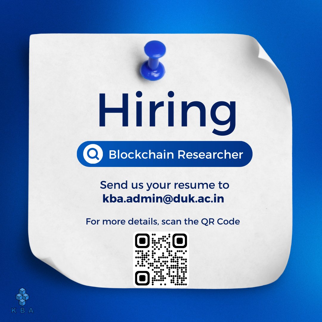 kbaiiitmk's tweet image. Seeking  Blockchain Researcher! 
🔍 Position: Blockchain Researcher
🏢 Company: Zephyr Capital
🌍 Location: Remote
To apply, send your resume to kba.admin@duk.ac.in. 
For job details, visit: kba.ai/jobs/
#blockchain #defi #blockchainresearch #blockchainjobs