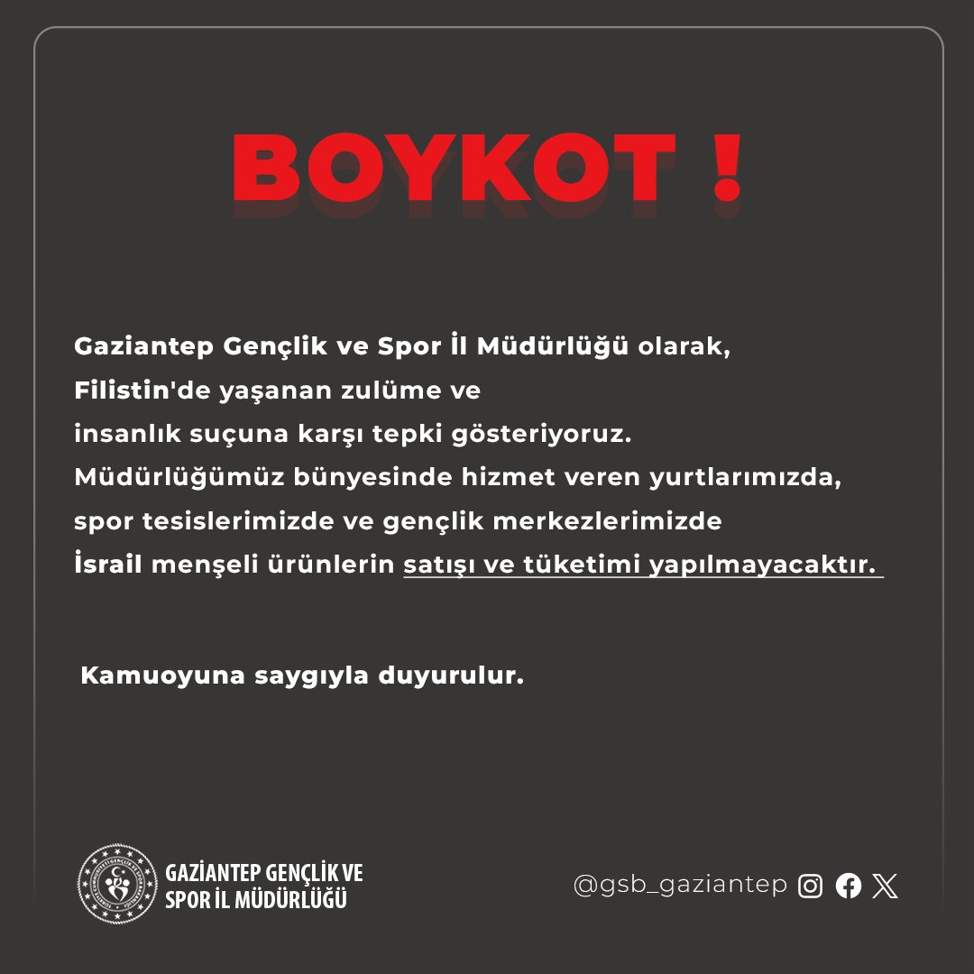 Serap38845404's tweet photo. Darısı tüm müdürlüklerimizin başına @GSB_Gaziantep https://t.co/ASv4lc3mtO