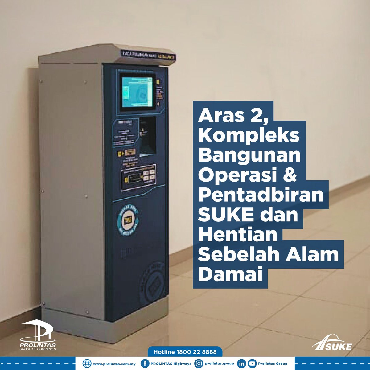 mySUKEofficial's tweet photo. Tak cukup baki kad TnG ketika guna Lebuhraya SUKE? 

Jangan risau… demi kemudahan pengguna, kiosk layan diri (SSK) untuk tambah nilai kad Touch ‘n Go ada disediakan di tiga lokasi berbeza di sepanjang Lebuhraya SUKE seperti dalam gambar. 

SUKE, menceriakan perjalanan anda! https://t.co/dbEVkne21e