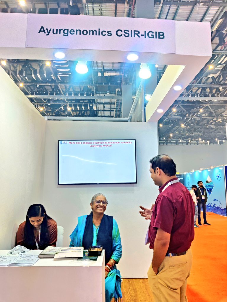 Excited to join WFI 2023 representing Ayurgenomics <a href="/IGIBSocial/">CSIR-IGIB</a> at Pragati Maidan from 3-5 Nov 2023. Had insightful  discussions on the avenues of Precision nutrition with <a href="/vaidyakotecha/">Rajesh Kotecha</a>, Secretary <a href="/moayush/">Ministry of Ayush</a> &amp; Dr. Munjapra Mahendrabhai, Minister of State <a href="/moayush/">Ministry of Ayush</a> &amp; <a href="/MinistryWCD/">Ministry of WCD</a>