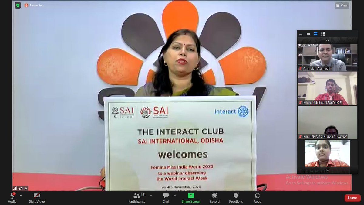 SAI_Edu_In's tweet photo. On the advent of World  Interact Week, SAI International hosted a captivating and motivational  webinar, featuring a distinguished guest, Femina Miss India World 2023,  Miss Nandini Gupta. 
#WorldInteractWeek #InteractClub #RotaryClub #MotivationalWebinar #NurturingLeadership https://t.co/w2DlcQpAhp