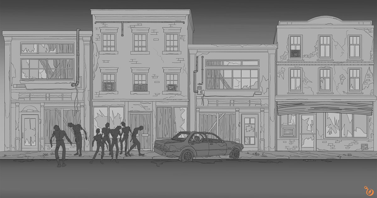warriorartcamp's tweet photo. Here's another BG from "Project Halloween"👻This is a scrolling BG that will be used for a running/chasing scene 😈

BG Design: @Antopotamus
BG Paint: @erins_easel
Art Direction: @AngelaSungArt
Storyboard: @JesseHB_art

Created for Vesela Stamenova's upcoming compositing class🔥 https://t.co/www9ZM44On