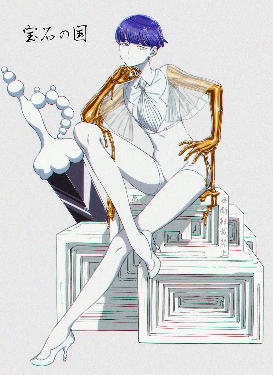 フォスフォフィライト(宝石の国) ,phosphophyllite_(ll) 「#宝石の国  月フォス」|亀左衛門のイラスト