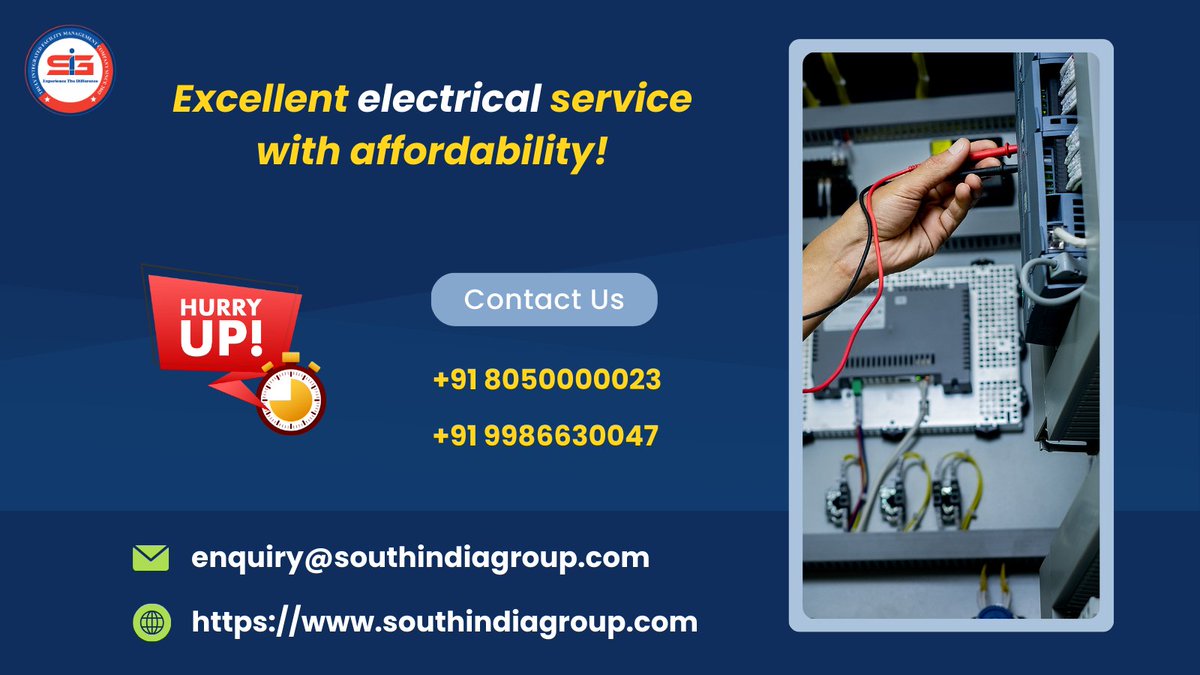 Don't settle for bad electrical services. Choose SIG for a better experience in electrical services in Bangalore from start to finish. 8050000023 bit.ly/3gRU8uh
#facilityservice #SIG #SIGgroup #bestelectricians #electricalservicebangalore #electricalservice #electricican