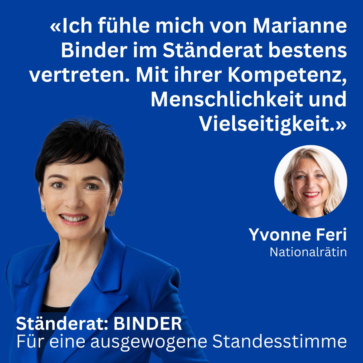 Yvonne Feri (@yferi) on Twitter photo Liebe AargauerInnen, bitte wählt Marianne Binder in den Ständerat! Nicht wählen heisst, SVP wird gewählt. AUCH deshalb <a href="/BinderMarianne/">Marianne Binder 💙💛</a> Liebe AargauerInnen, bitte wählt Marianne Binder in den Ständerat! Nicht wählen heisst, SVP wird gewählt. AUCH deshalb <a href="/BinderMarianne/">Marianne Binder 💙💛</a>