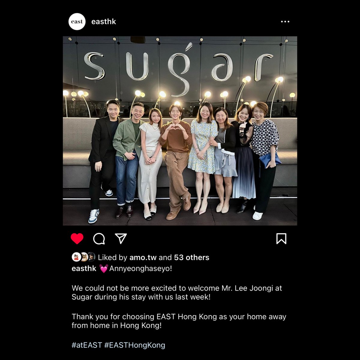 eMily28beBe's tweet photo. #Repost @easthk
・・・
💓Annyeonghaseyo!
We could not be more excited to welcome Mr. Lee Joongi at Sugar during his stay with us last week!
Thank you for choosing EAST Hong Kong as your home away from home in Hong Kong!
#atEAST #EASTHongKong https://t.co/Cf3yWxi9t2